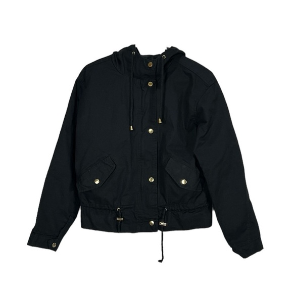 Miss London Black Women's Hooded Jacket Size S Moto - Picture 1 of 10
